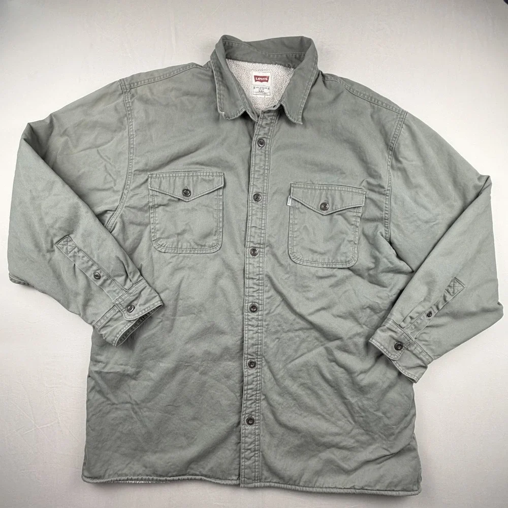 Levis Men's 2XL Vintage White Tab L Twill‎ Fleece Lined Field Jacket Grey